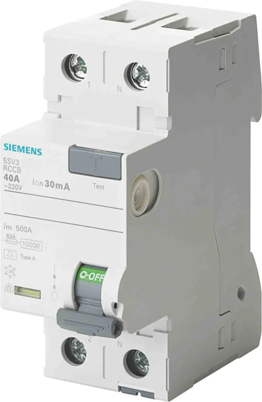 Outlet Siemens Jordfelsbrytare, 2 polen, Typ A, 63A Typ A, 30 mA SENTRON SENTRON UKCA, CE, VDE, EAC