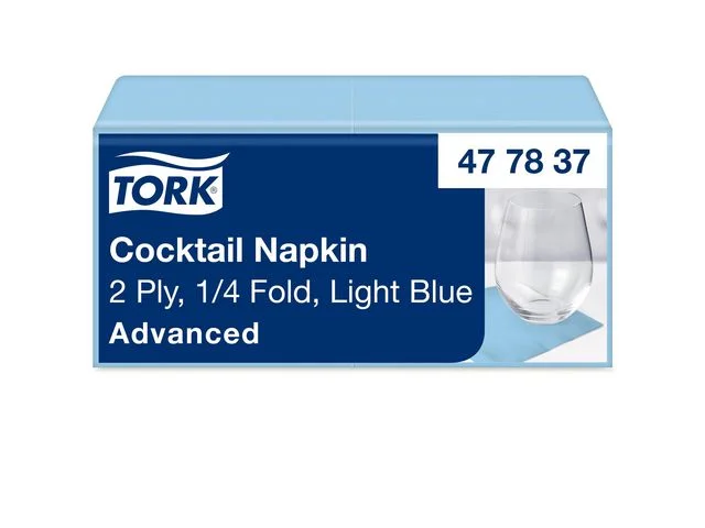 Servett TORK Cocktail 2-lag ljblå 200/fp Sista chansen