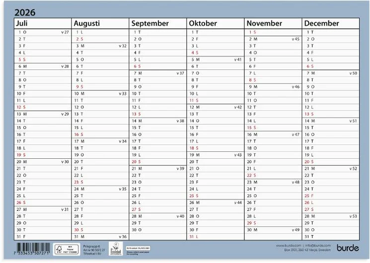 Rabatt Väggkalender Väggblad A4 26/27