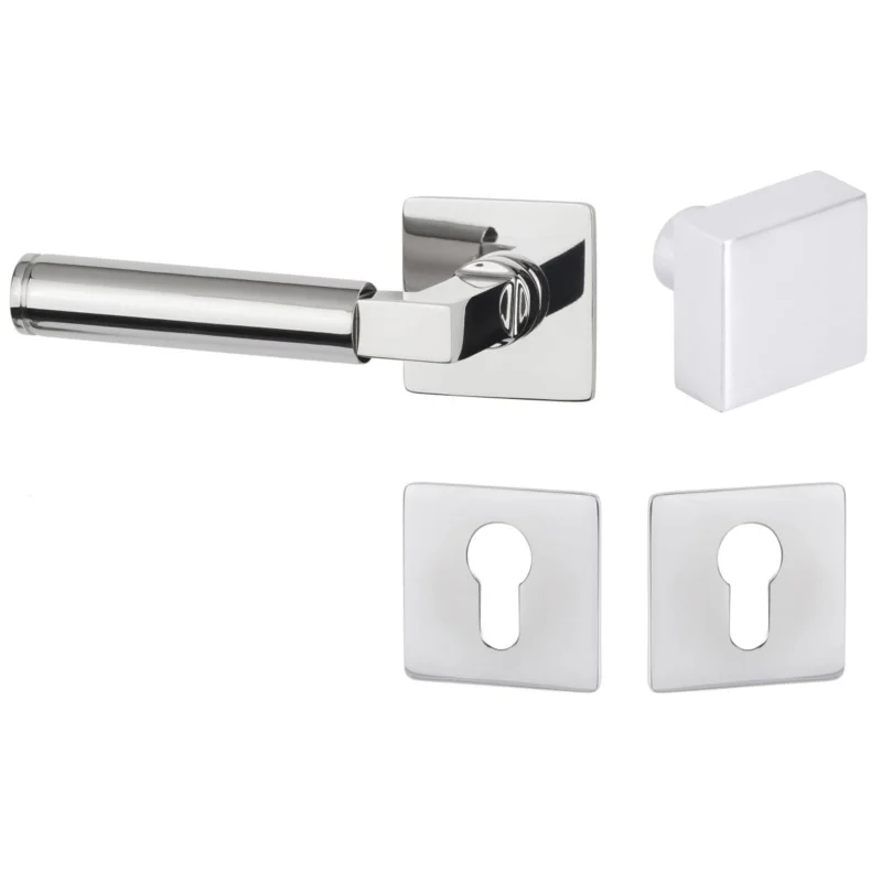 Populär Hermat Türdrücker INFINITY 02 aus Edelstahl, Knopf / Drücker - DIN links Chrom poliert