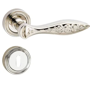 Fimet Drückergarnitur BLOSSOM 1378-261 aus Messing, BB-Buntbart - Nickel poliert I lager