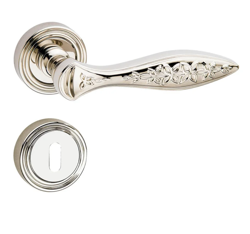 Fimet Drückergarnitur BLOSSOM 1378-261 aus Messing, BB-Buntbart - Nickel poliert I lager