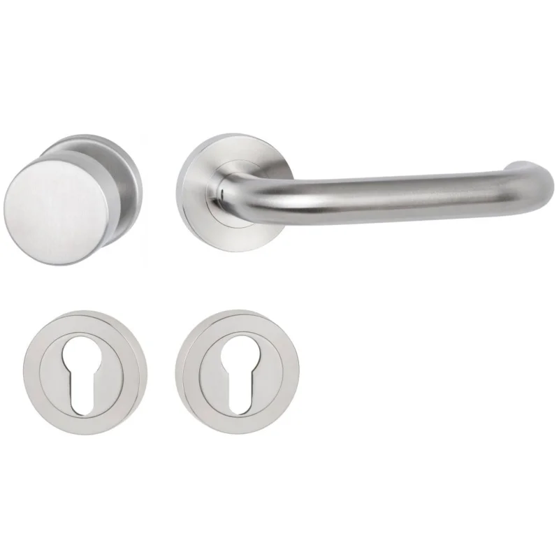 Beställ idag Hermat Türdrücker BASIC 01 aus Edelstahl, Knopf / Drücker - DIN rechts Edelstahl matt