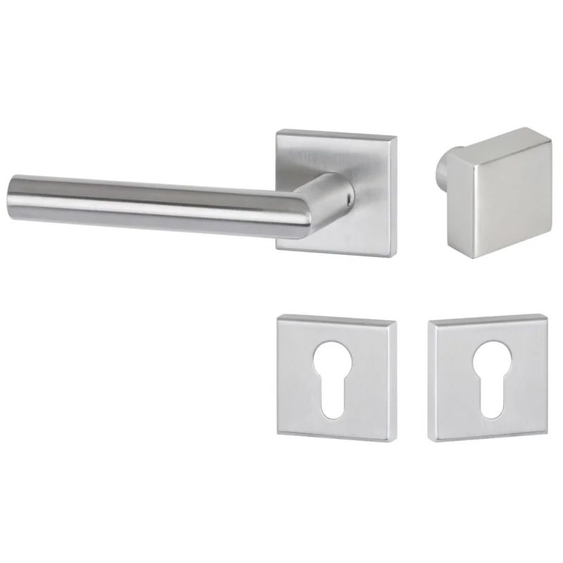 Rabatt Hermat Türdrücker BASIC 02 aus Edelstahl, Knopf / Drücker - DIN links Edelstahl matt