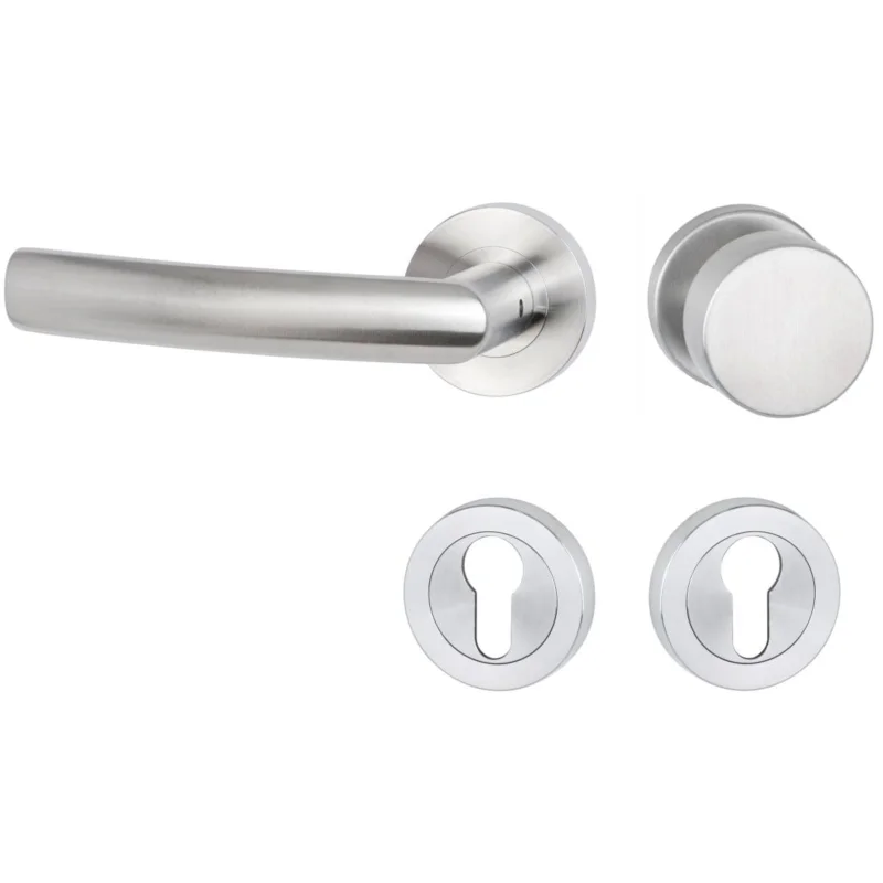 Kampanjpris Hermat Türdrücker BASIC 10 aus Edelstahl, Knopf / Drücker - DIN links Edelstahl matt