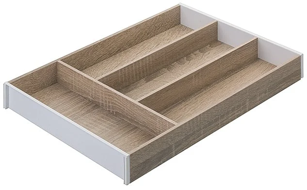 Billigare BLUM Besteckeinsatz AMBIA LINE Holzdesign für Blum Legrabox Höhe M und K, Nennlänge 550 mm / Eiche oriongrau