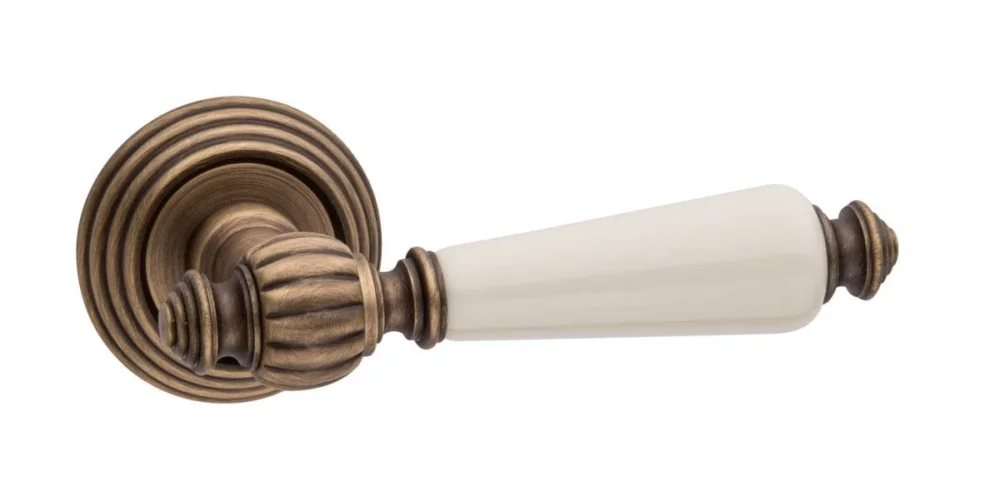 Fimet Türdrücker MICHELLE 106P-269 aus Messing & Porzellan, PZ - Profilzylinder - Bronze satiniert - Porzellan beige Erbjudandepris