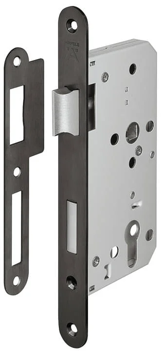 Trygg betalning Häfele Einsteckschloss H8100 für Holztüren PZ 72 Dornmaß 55 mm graphitschwarz Klasse 3, Stulp käntig - 24 mm