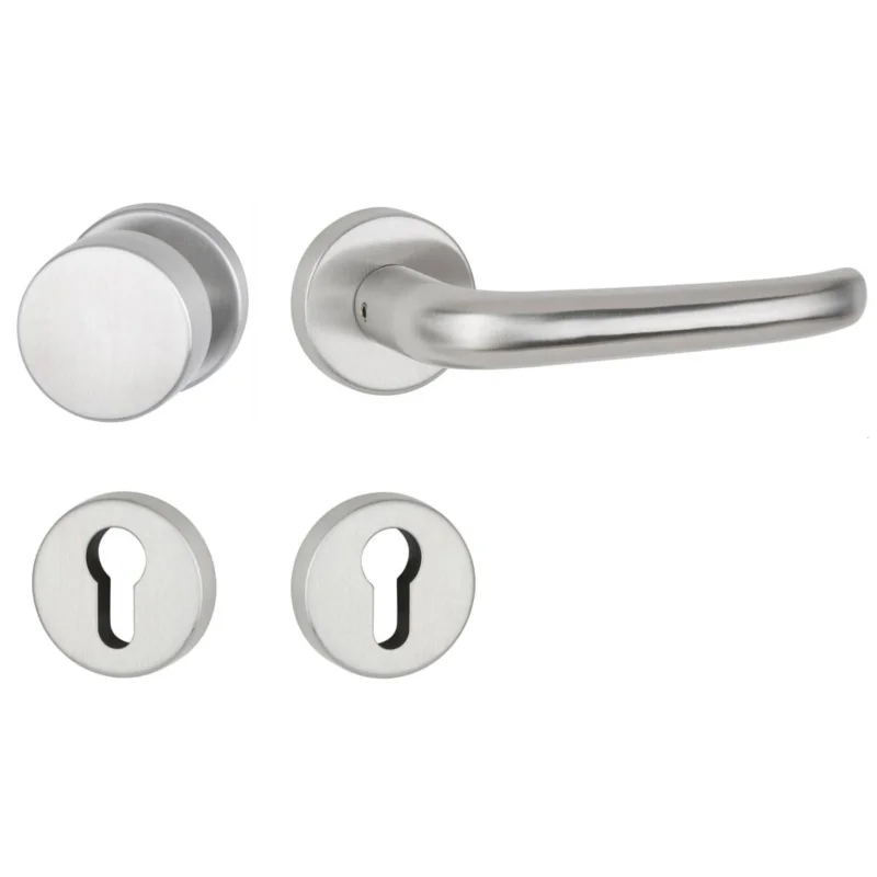 Expressleverans Hermat Türdrücker BASIC 06 aus Edelstahl, PZ - ProfilzylinderW Edelstahl matt