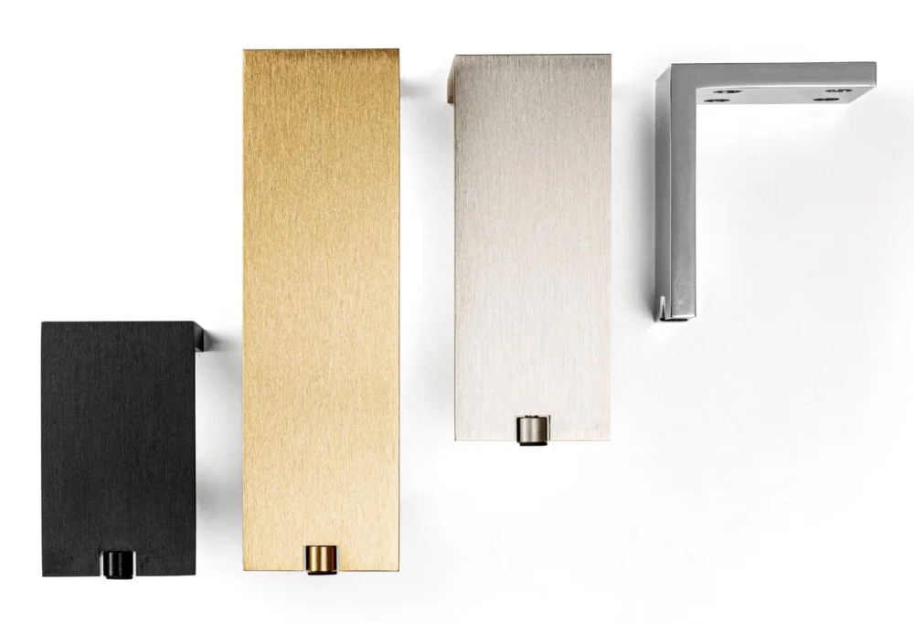 Viefe Möbelfuß FONDA aus Aluminium eckig höhenverstellbar, Edelstahl Optik - 100 mm Rabatt