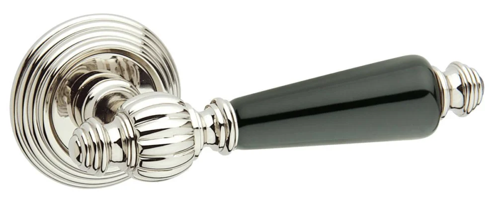 Fimet Türdrücker MICHELLE 106P-269 aus Messing & Porzellan, WC - Badezimmer - Nickel poliert - Porzellan schwarz Billigare
