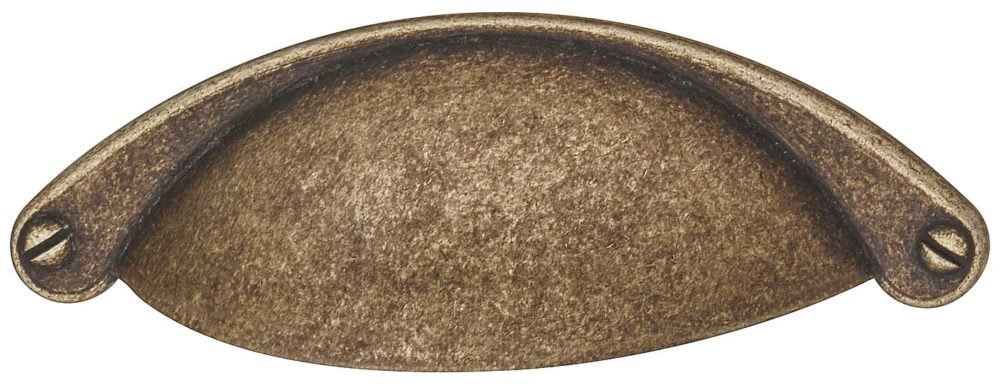 Häfele Muschelgriff ROMA eckig Bohrabstand 64 mm Griffmulde Schalengriff antik, vermessingt antik Kampanjpris