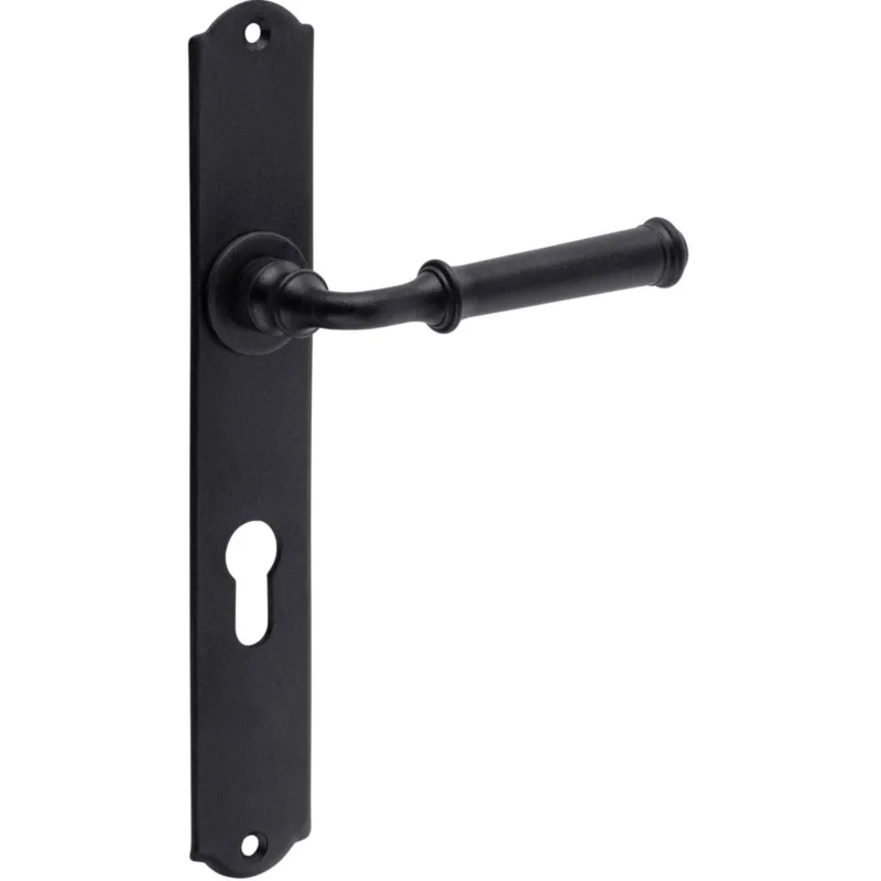 Galbusera Langschildgarnitur TALLINN aus Schmiedeeisen schwarz, PZ - Profilzylinder - Ö-Norm (Abstand 88 mm) risnedsättning