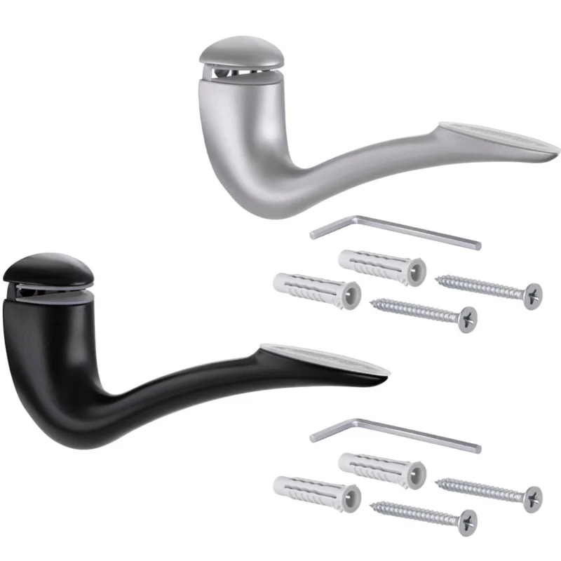 Rabatter Gedotec Klemmtablarträger LIBRA aus Metall für Holz und Glastablare 6 - 30 mm bis 40 kg, Schwarz matt