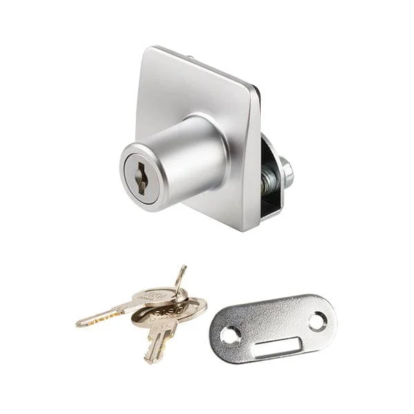 Billigare Siso Glastürschloss SQUARE für Doppeltüren, Glasstärke 4 - 6 mm, Silber matt gleichschließend