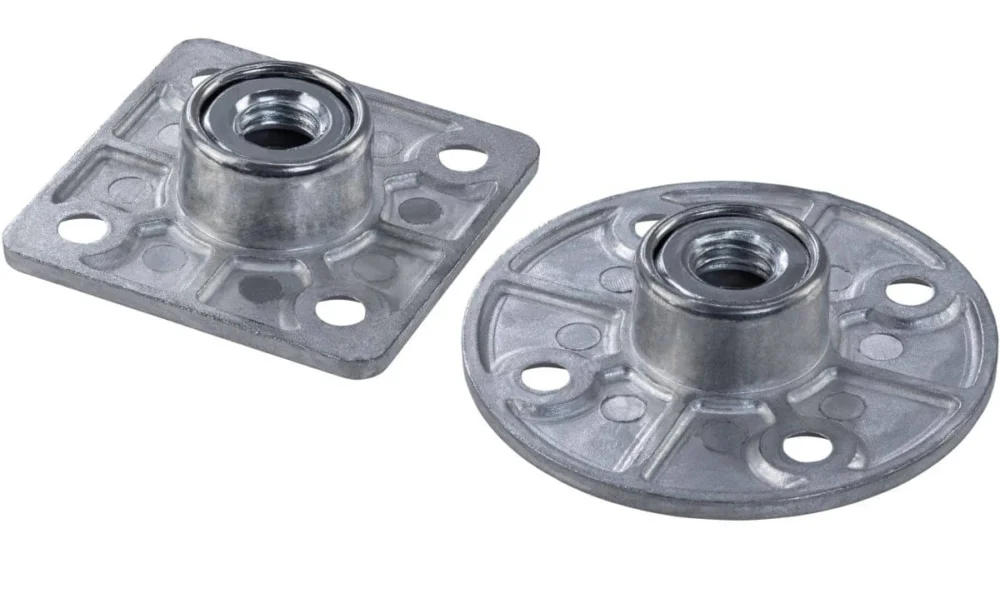 Siso Befestigungsplatte KEA aus Metall M8 & M10 mit Feder-Mechanismus, rund - M8 Endast idag