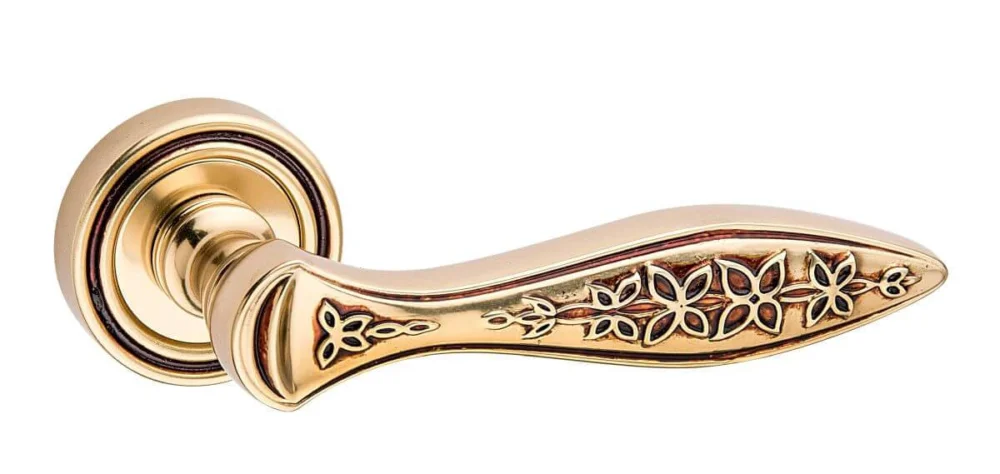 Fimet Drückergarnitur BLOSSOM 1378-261 aus Messing, PZ-Profilzylinder - Französisches Gold antik Säker betalning