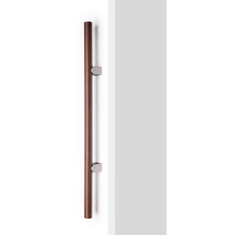 Säker betalning Viefe Stoßgriff KUMO WOOD BIG ONE aus Holz & Aluminium, Nussbaum + Edelstahl-Optik - 448 mm - Einseitig (1 Stück)