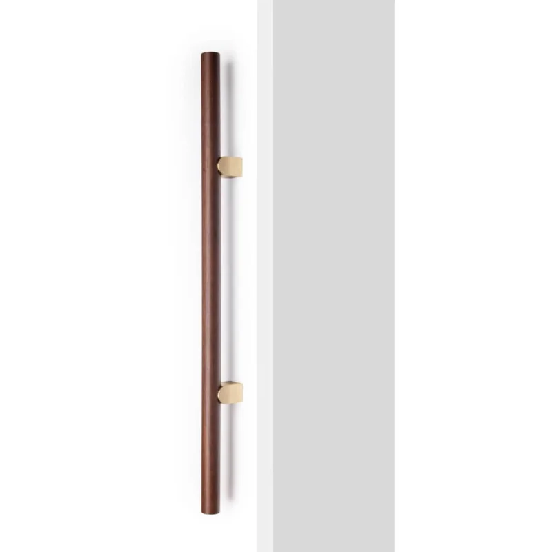 Viefe Stoßgriff KUMO WOOD BIG ONE aus Holz & Aluminium, Nussbaum + Gold gebürstet - 1056 mm - Beidseitig (1 Paar) Billigare
