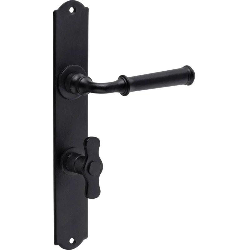 Galbusera Langschildgarnitur TALLINN aus Schmiedeeisen schwarz, WC / BAD - Ö-Norm (Abstand 90 mm) Kundfavorit