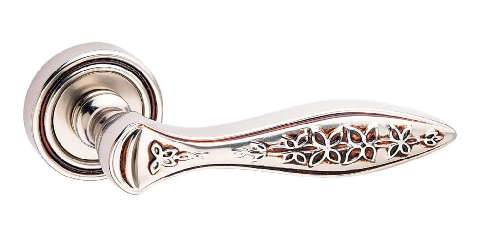 Fimet Drückergarnitur BLOSSOM 1378-261 aus Messing, BB-Buntbart - Französisches Silber antik Snabb leverans