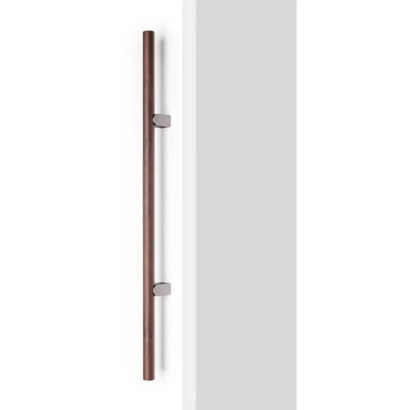 Viefe Stoßgriff KUMO WOOD BIG aus Holz & Aluminium, Nussbaum + Edelstahl-Optik - 640 mm - Beidseitig (1 Paar) Handla nu