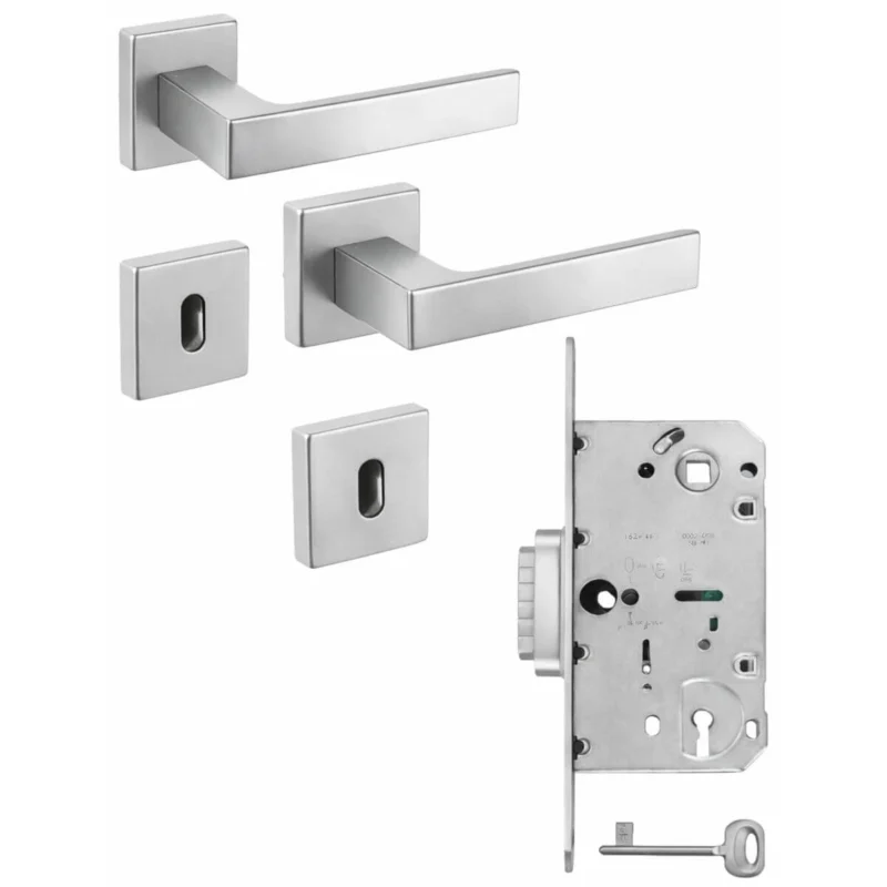 Rabatter Fimet Türdrücker PUSH mit Magnetfallenschloss SET AT / IT-Norm, BB - Buntbart - Chrom satiniert