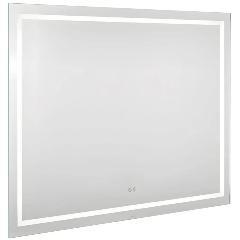 Populär Badezimmerspiegel eckig mit LED-Beleuchtung und optionaler Spiegelheizung, 1200 x 900 mm - 29W