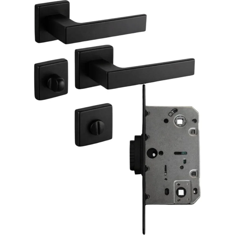 Kampanj Fimet Türdrücker PUSH mit Magnetfallenschloss SET AT / IT-Norm, WC - Badezimmer - Schwarz matt