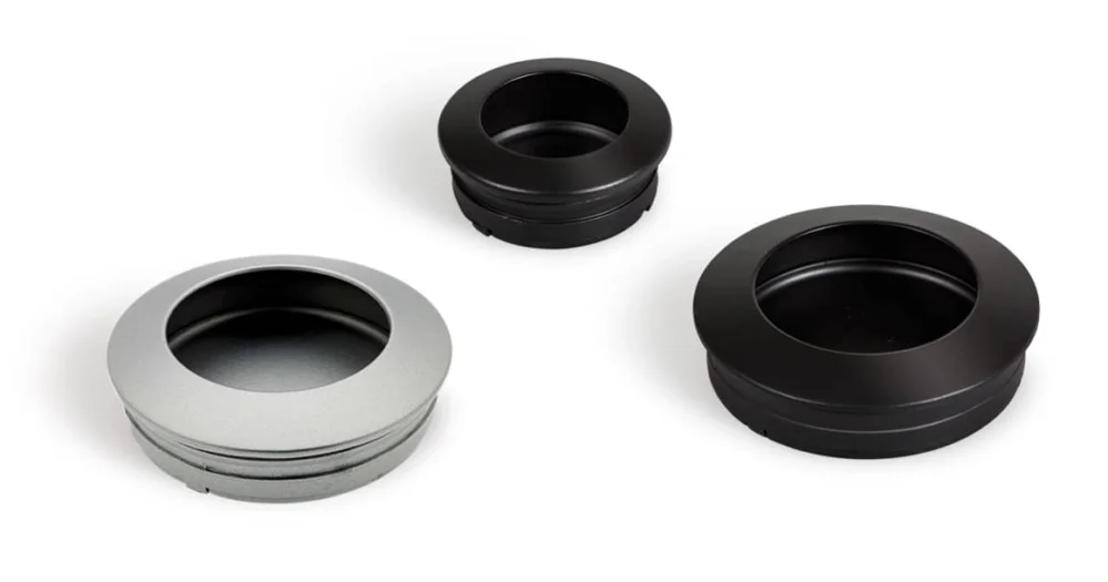Viefe Muschelgriff TAP aus Metall rund schwarz, Silber - Ø 40 mm Rabatt