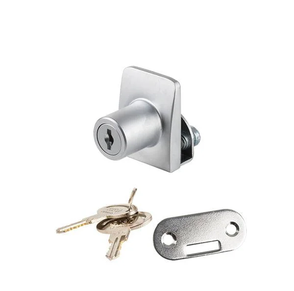 Fri frakt Siso Glastürschloss SQUARE für Glasstärke 4 - 6 mm, Silber matt gleichschließend