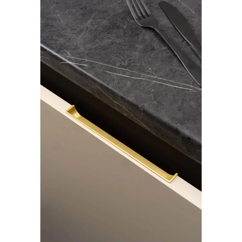 Populär Viefe Muschelgriff HIDE aus Metall, Nickel gebürstet - 128 mm