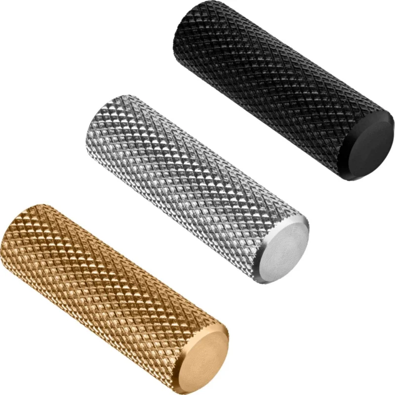 Nyhet Viefe Möbelknopf GRAF MINI aus Aluminium geriffelt Ø 10 mm, Messing matt