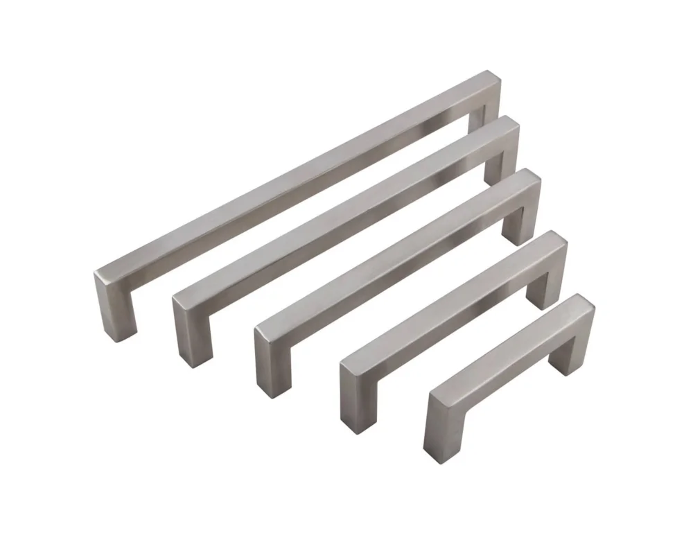 Möbelgriff TYDA 10x10 mm aus Edelstahl, matt gebürstet, 106 x 10 x 96 mm Populärt val