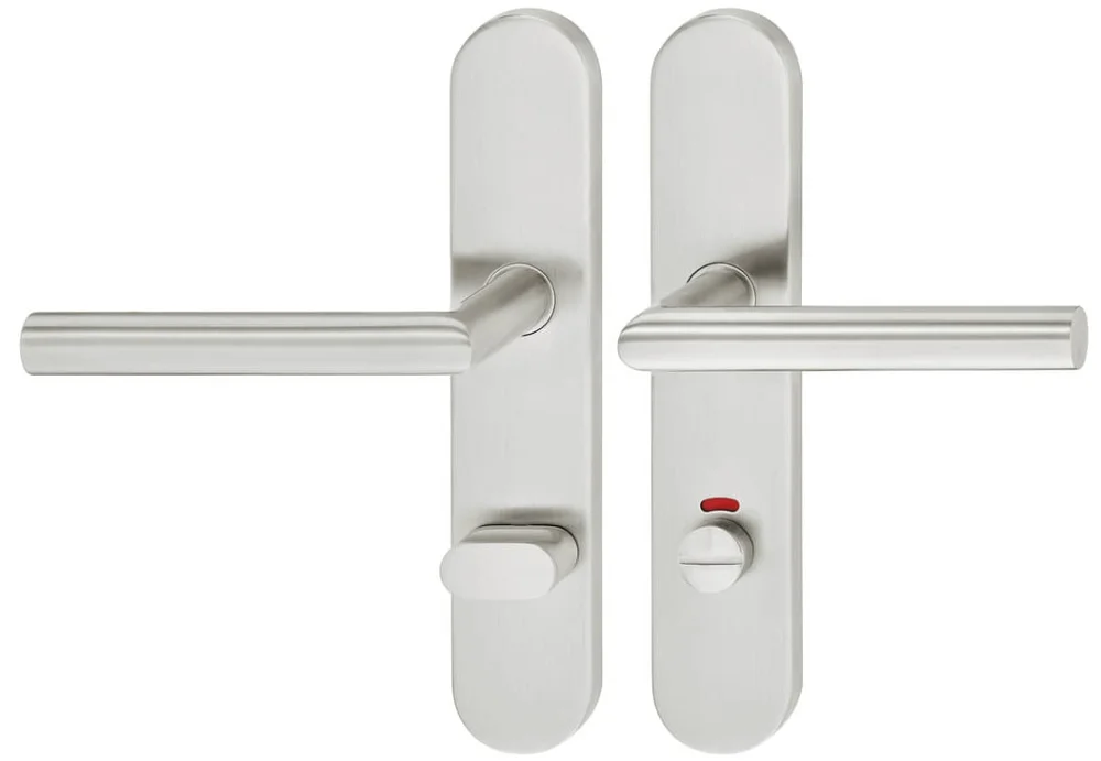 Beställ nu Häfele Türdrücker-Garnitur LDH 2171 Edelstahl matt Langschild, WC/Bad Links