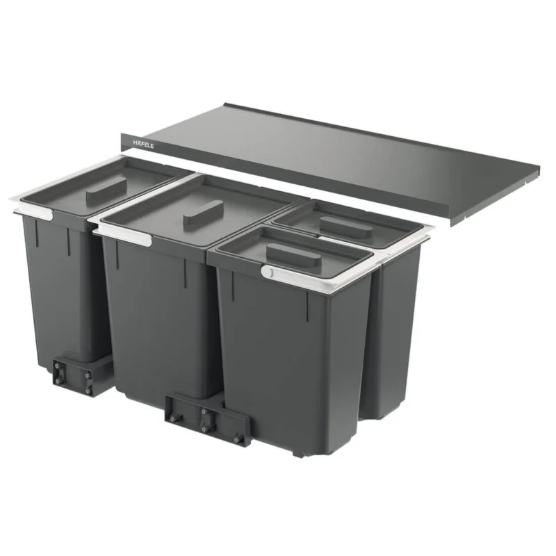 Utförsäljning Häfele Vierfach-Abfallsammler CYCLE mit Ablage, Korpusbreite 800 mm - 2 x 12l + 1 x 18l + 1 x 26l