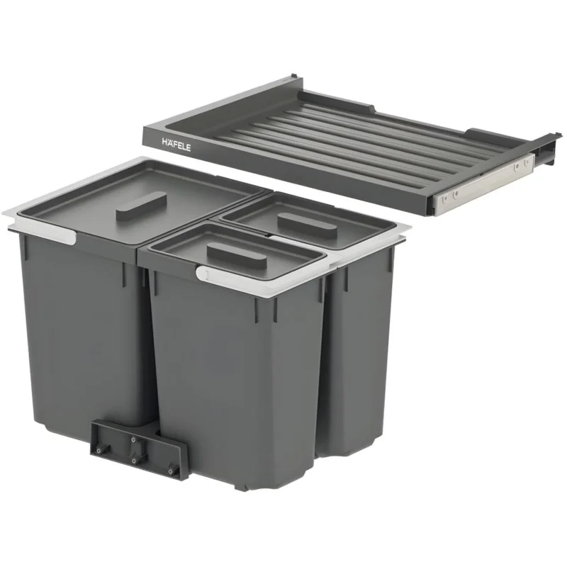 Häfele Dreifach-Abfallsammler CYCLE mit Auszugablage, Korpusbreite 600 mm - 2 x 12l + 1 x 26l Bästa pris
