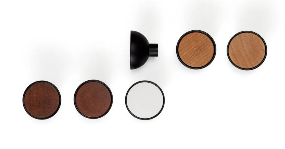 Viefe Möbelknopf BOL aus Metall & Holz, Ø 45 mm, Esche weiß lackiert Beställ idag