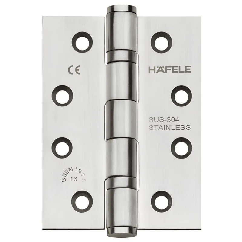 Rabatter Häfele Aufschraubband für ungefälzte Innentüren bis 120 kg Edelstahl matt käntig, Modell DHB 5222 - 102x89x3