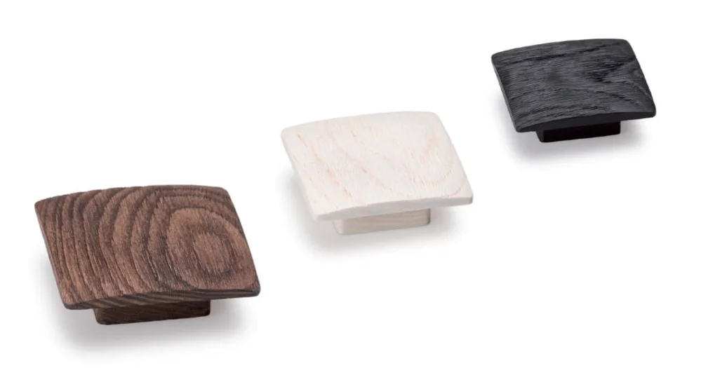 Rabatt Viefe Möbelknopf BALTO aus Holz eckig 60 x 60 mm, Braun gebürstet