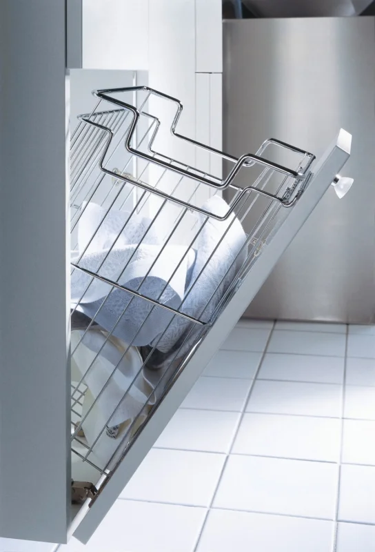 Kesseböhmer Wäschekorb Excellent mit Griffabsenkung Stahl verchromt, 350 mm - 285 x 254 x 420 mm Fri frakt