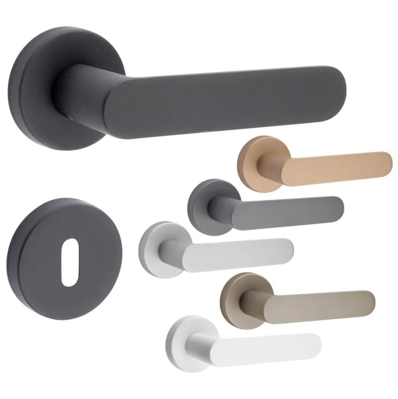 Billig Fimet Drückergarnitur SHAPE 1320-232 aus Aluminium, BB - Buntbart - Weiß matt