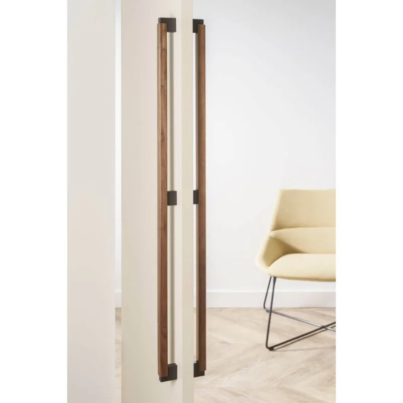 Viefe Stoßgriff DUO BIG aus Holz & Aluminium, Eiche - Lavagrau - 960 mm - Beidseitig (1 Paar) Fri frakt