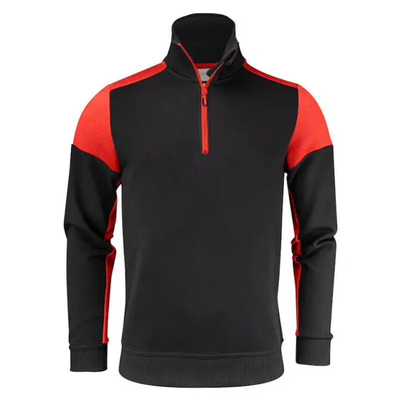 Snabb leverans Tröja Printer Prime Halfzip SweaterStorlek: 5XL, Färg: Svart/Röd