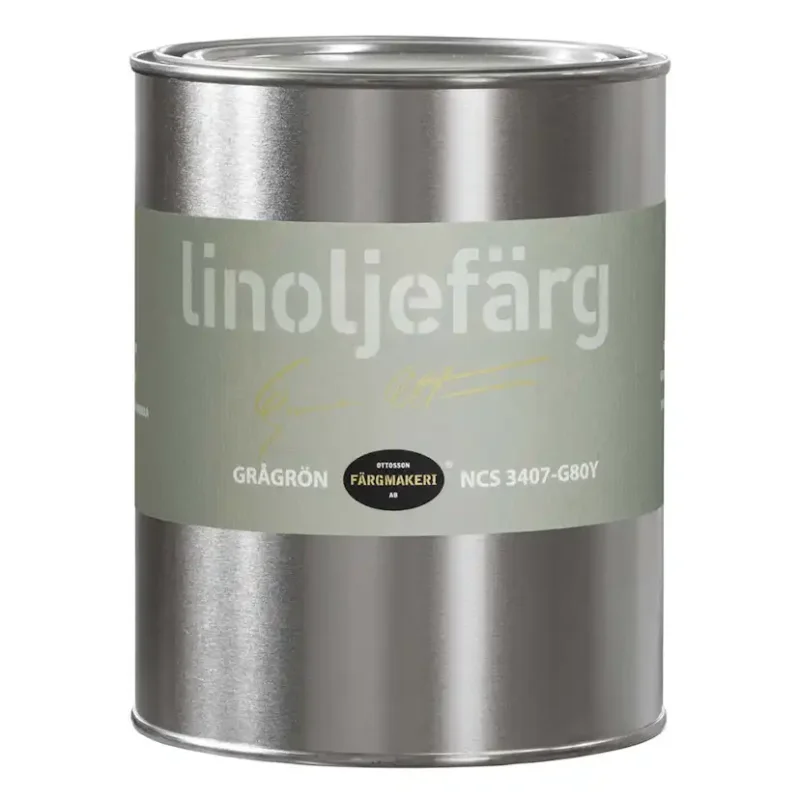 Sänkt pris Linoljefärg Ottosson GrågrönBurk storlek: 1 Liter