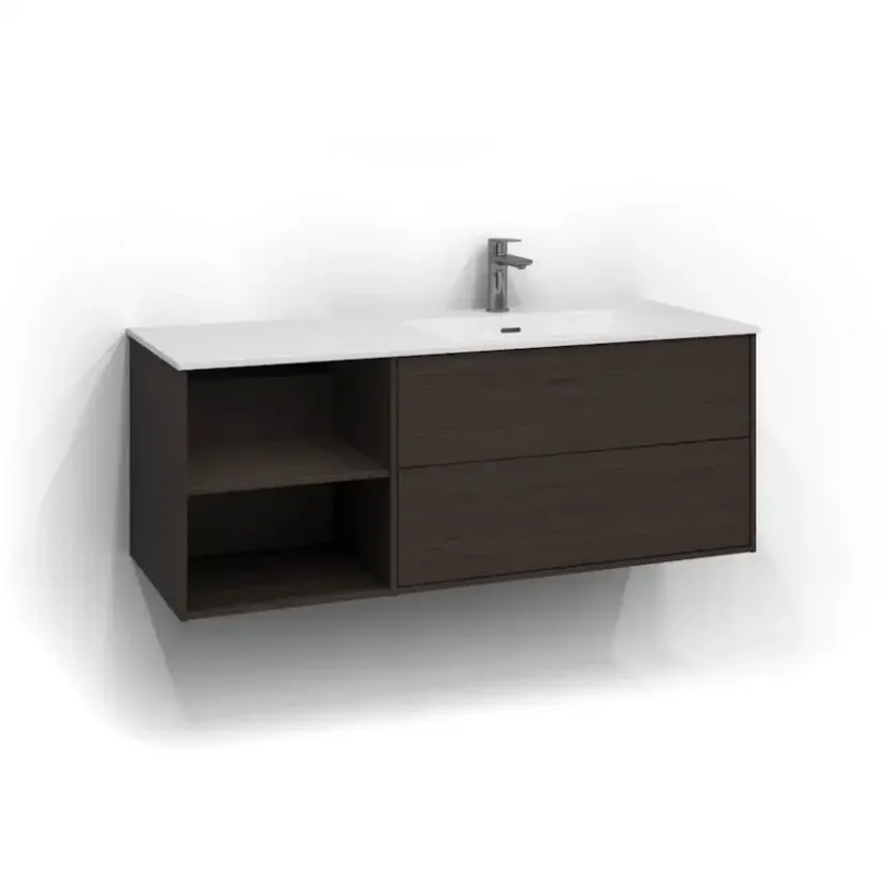Populär Tvättställsskåp Svedbergs Epos 120x45Brun Ask, Plan, 2 lådor och 2 öppna hyllor, Höger