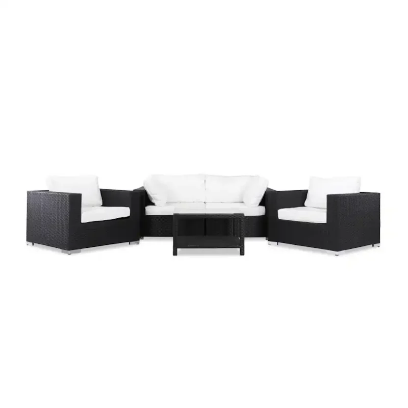 Loungegrupp Comfort Garden Bahamas 4-sits med 2 Fåtöljer och Bord 75x75 UtomhusSvart Billig