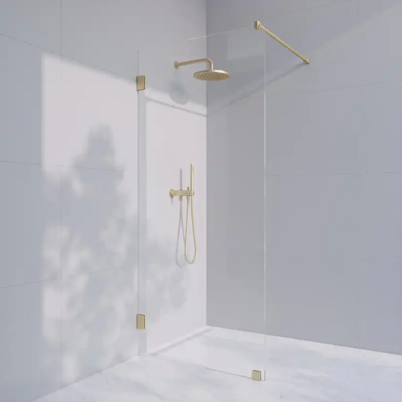 Duschvägg Invitrea Flair GH1Glastyp: Frostat Glas, Profil: Blank Mässing, Hängning: Högerhängd, Bredd: 800 mm Lägg i varukorgen