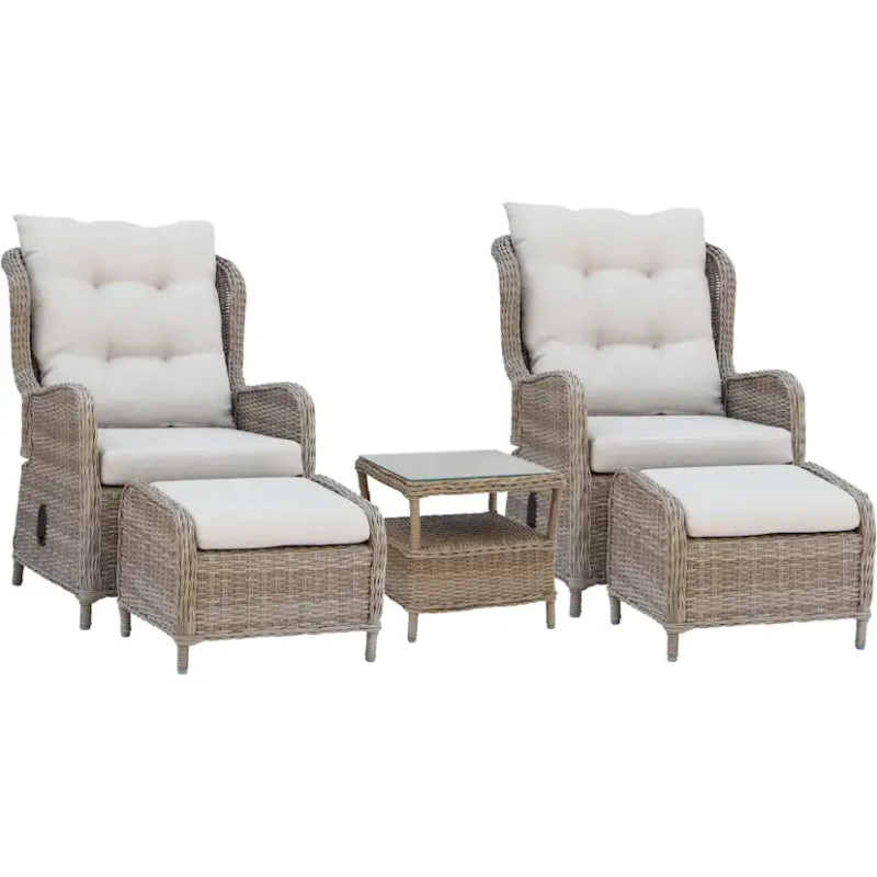 Loungeset Baltic Garden Rosemarie 2 st Reclinerfåtöljer med Sidobord inkl Dynor Köp online