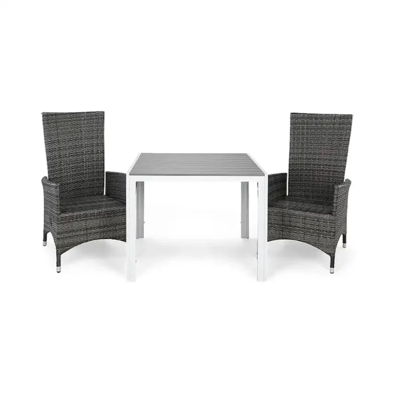 Matgrupp Utomhus Comfort Garden Tunis 90 med 2 Ställbara Utefåtöljer JennyGrå/Vit/Grå, Utan Dynor Extra rabatt